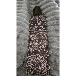 Thirty-One Thermal Bottle Tote Brown Floral Insulated‎ Wine Bag Carry All